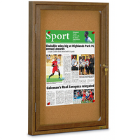 Enclosed Wood Framed Restroom Bulletin Board Display Case 19x28
