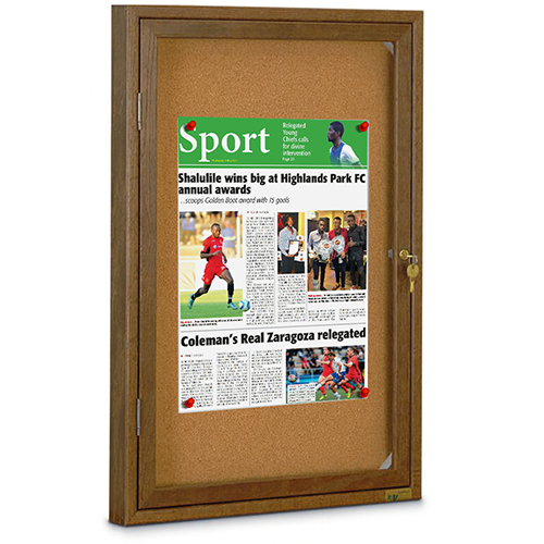 Enclosed Wood Framed Restroom Bulletin Board Display Case 19x28