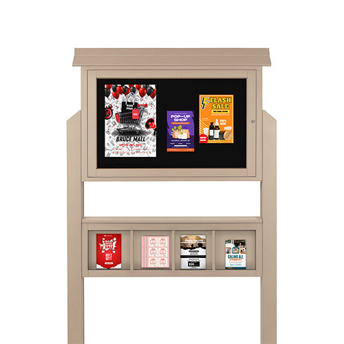 Eco-Design 28x20 Outdoor Freestanding Mid-Range Information Message Boards, Single-Sided Landscape Faux Wood Cabinet