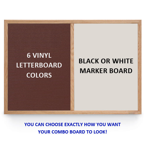 WOOD FRAMED 18" x 12" LETTER BOARD / MAGNETIC MARKER COMBO BOARD