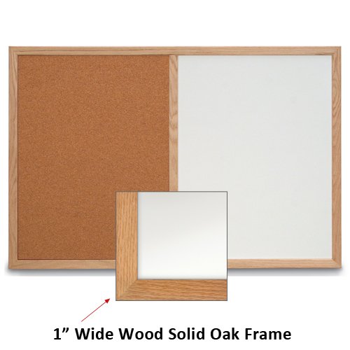 22x14 WHITEBOARD / CORK COMBINATION HAS 1" WIDE SOLID OAK FRAME