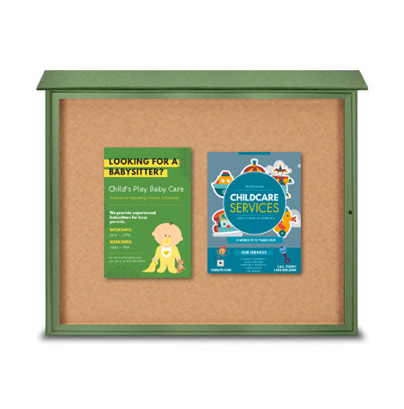24x36 Outdoor Message Center with Cork Board Wall Mounted - LEFT Hinged