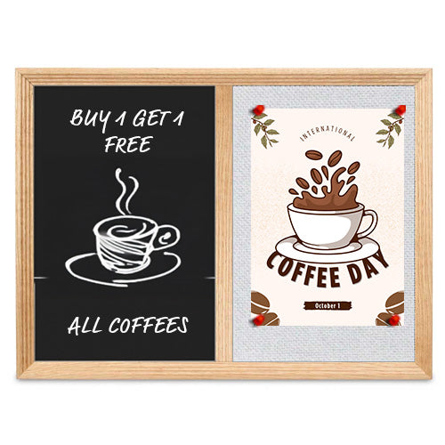 Combo Board 20x30 Decorative Wood Framed Cork Bulletin Marker Board (Open Face with Decorative Wood Trim)