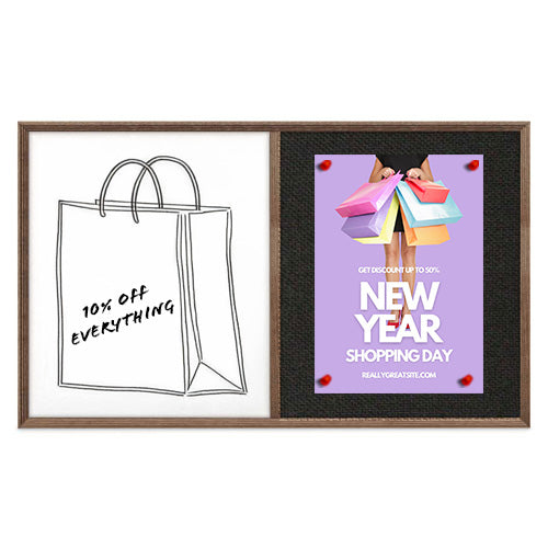 Combo Board 60x12 Decorative Wood Framed Cork Bulletin Marker Board (Open Face with Decorative Wood Trim)