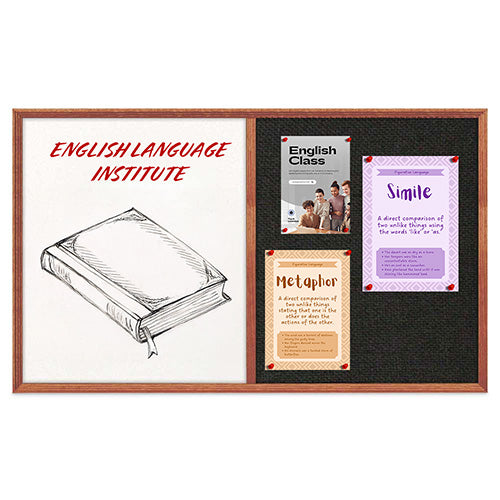 Combo Board 48x48 Decorative Wood Framed Cork Bulletin Marker Board (Open Face with Decorative Wood Trim)