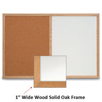 30x36 MAGNETIC WHITEBOARD / CORK COMBINATION HAS 1" WIDE SOLID OAK FRAME
