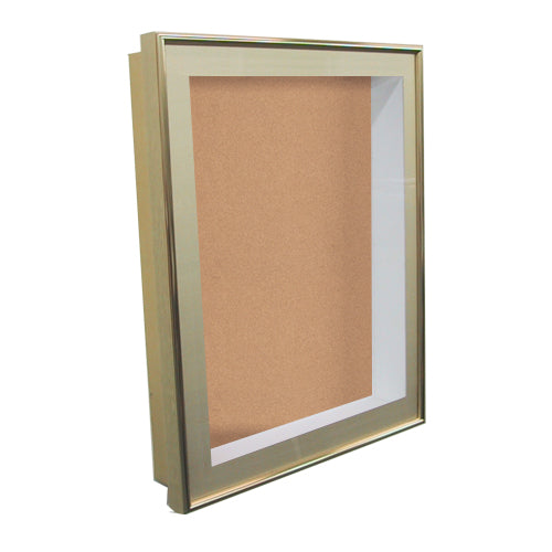 36x36 SwingFrame Designer 1 Inch Deep Shadow Box Display Case w Cork Board and Light - Metal Framed