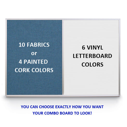 36" x 96" LETTER BOARD CORK BULLETIN COMBO BOARD