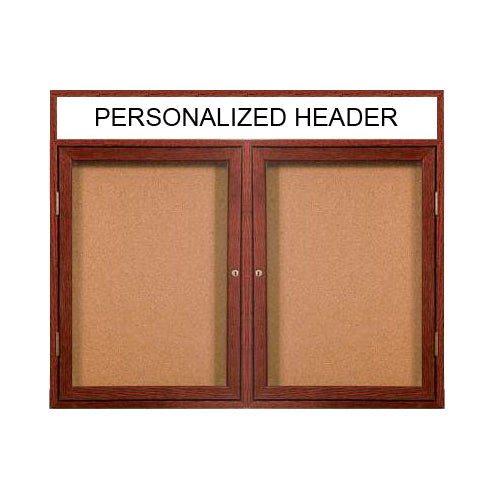 2 DOOR WOOD CORK BOARD 42 x 32 WITH HEADER (SHOWN IN CHERRY)
