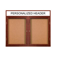 2 DOOR WOOD CORK BOARD 48 x 48 WITH HEADER (SHOWN IN CHERRY)
