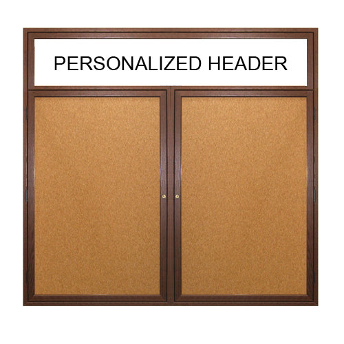 2 DOOR WOOD CORK BOARD 50 x 40 WITH HEADER (SHOWN IN WALNUT)