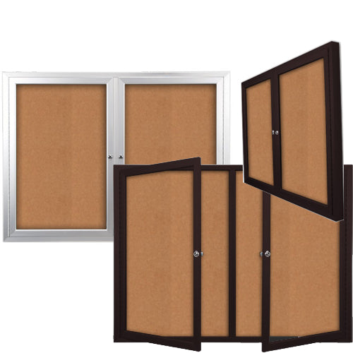 72 x 36 INDOOR Enclosed Bulletin Cork Boards 2 DOOR