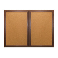 WOOD ENCLOSED 96x30 BULLETIN BOARD WITH 2 DOORS (SHOWN IN WALNUT)