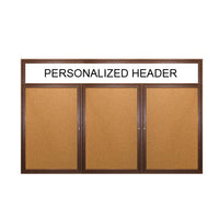 3 DOOR WOOD CORK BOARD 96 x 30 WITH HEADER (SHOWN IN WALNUT)
