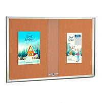 40x40 Indoor Enclosed Bulletin Cork Boards with Sliding Glass Doors