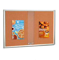 60 x 36 Indoor Enclosed Bulletin Cork Boards with Sliding Glass Doors