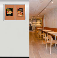 72 x 48 Indoor Enclosed Bulletin Cork Board with Sliding Glass Doors Durable Metal Cabinet 4 Finishes