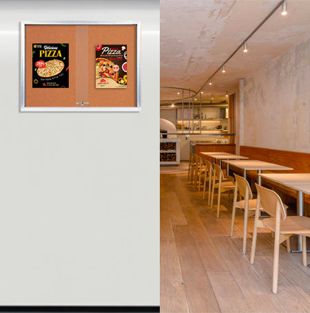 72 x 48 Indoor Enclosed Bulletin Cork Board with Sliding Glass Doors Durable Metal Cabinet 4 Finishes