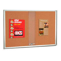 72 x 30 Indoor Enclosed Bulletin Cork Boards with Sliding Glass Doors
