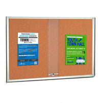 72 x 48 Indoor Enclosed Bulletin Cork Board with Sliding Glass Doors Durable Metal Cabinet 4 Finishes