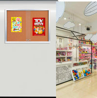 40x40 Indoor Enclosed Bulletin Cork Boards with Sliding Glass Doors