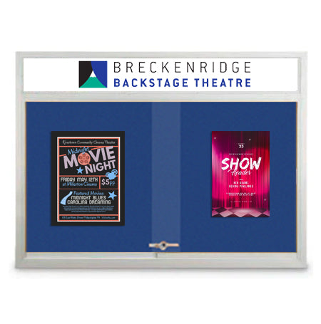 Indoor Bulletin Cork Boards 96" x 36" with Personalized Message Header (3 Sliding Glass Doors)