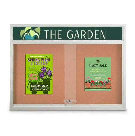 Indoor Bulletin Cork Boards with Personalized Header and LED Light | Locking Sliding Glass Doors