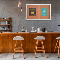 Indoor Enclosed Bulletin Cork Boards 60 x 30 with Sliding Glass Doors (with RADIUS EDGE)