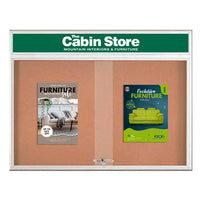 Indoor Bulletin Cork Boards 60x30 with Personalized Header (RADIUS EDGE) (Sliding Glass Doors)