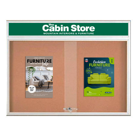 Indoor Bulletin Cork Boards 60x30 with Personalized Header (RADIUS EDGE) (Sliding Glass Doors)
