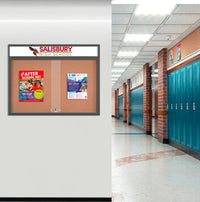 Indoor Bulletin Cork Boards 60x30 with Personalized Header (RADIUS EDGE) (Sliding Glass Doors)