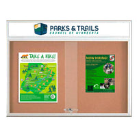 Indoor Bulletin Cork Boards 84x30 with Personalized Header (RADIUS EDGE) (Sliding Glass Doors)