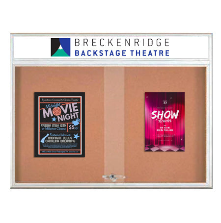 Indoor Bulletin Boards with Personalized Header & Lights (RADIUS EDGE) (Sliding Glass Doors)
