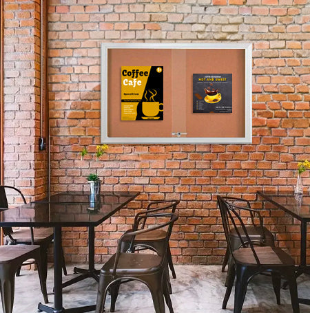 Indoor 2 and 3 Door Bulletin Boards with Sliding Glass Doors | Cabinet with Smooth RADIUS EDGE Corners in 25 Sizes