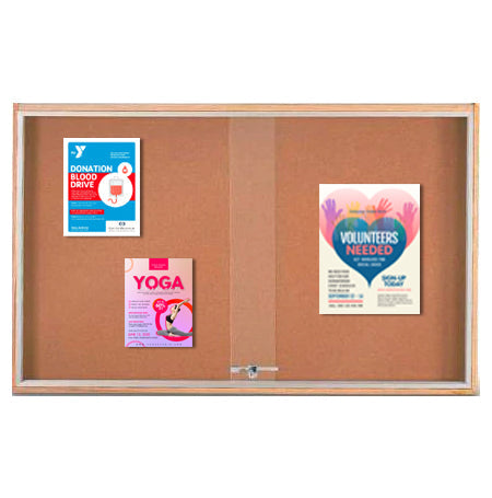 Sliding Glass Doors Indoor 40x40 Enclosed Bulletin Boards (Wood Framed)