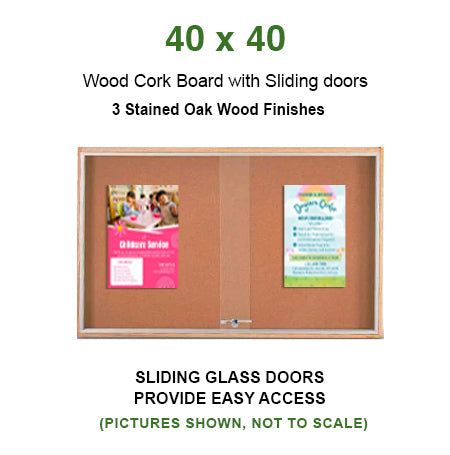 Sliding Glass Doors Indoor 40x40 Enclosed Bulletin Boards (Wood Framed)