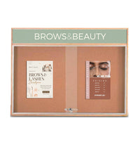 40 x 40 Indoor Enclosed Wood Bulletin Boards with Sliding Glass Doors and Message Header