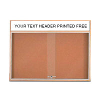 72x36 Indoor Enclosed Wood Enclosed Bulletin Boards with Sliding Glass Doors Header + Lights