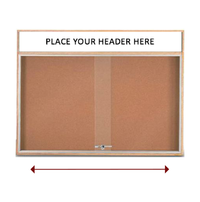 72 x 24 Indoor Enclosed Wood Bulletin Boards with Sliding Glass Doors and Message Header