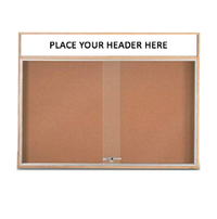 72 x 36 Indoor Enclosed Wood Bulletin Boards with Sliding Glass Doors and Message Header