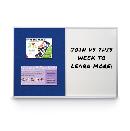 Value Line Magnetic Combo Board 14x14 Metal Framed Cork Bulletin Marker Board (Open Face with Silver Trim)