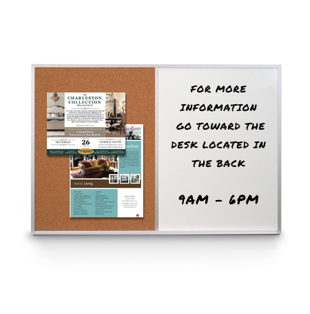 Value Line Magnetic Combo Board 24x12 Metal Framed Cork Bulletin Marker Board (Open Face with Silver Trim)