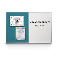 Value Line Magnetic Combo Board 24x60 Metal Framed Cork Bulletin Marker Board (Open Face with Silver Trim)