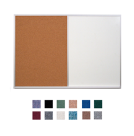 Value Line Combo Board 24x60 Metal Framed Cork Bulletin Marker Board | Open Face with Silver Trim Frame