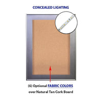 SwingFrame Designer Metal Framed 4 Inch Deep Shadow Box Display Case + Cork Board + Light