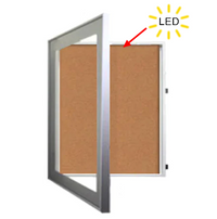 36x48 SwingFrame Designer 1 Inch Deep Shadow Box Display Case w Cork Board and Light - Metal Framed