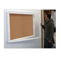 SwingFrame Designer 22 x 28 Wall Mounted Metal Framed Large Cork Board Display Case 8 Inch Deep
