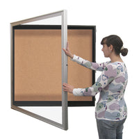 SwingFrame Designer 36 x 84 Wall Mounted Metal Framed Large Cork Board Display Case 8 Inch Deep