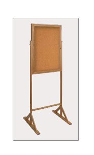 Lockable Double Pedestal Oak Bulletin Board 24 x 36 Sign Stand