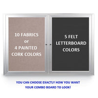INDOOR ENCLOSED COMBO BOARD 40" x 40" LETTER BOARD CORK BULLETIN BOARD
